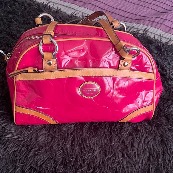 Coach Handbags - Coach Fuchsia and Tan Satchel